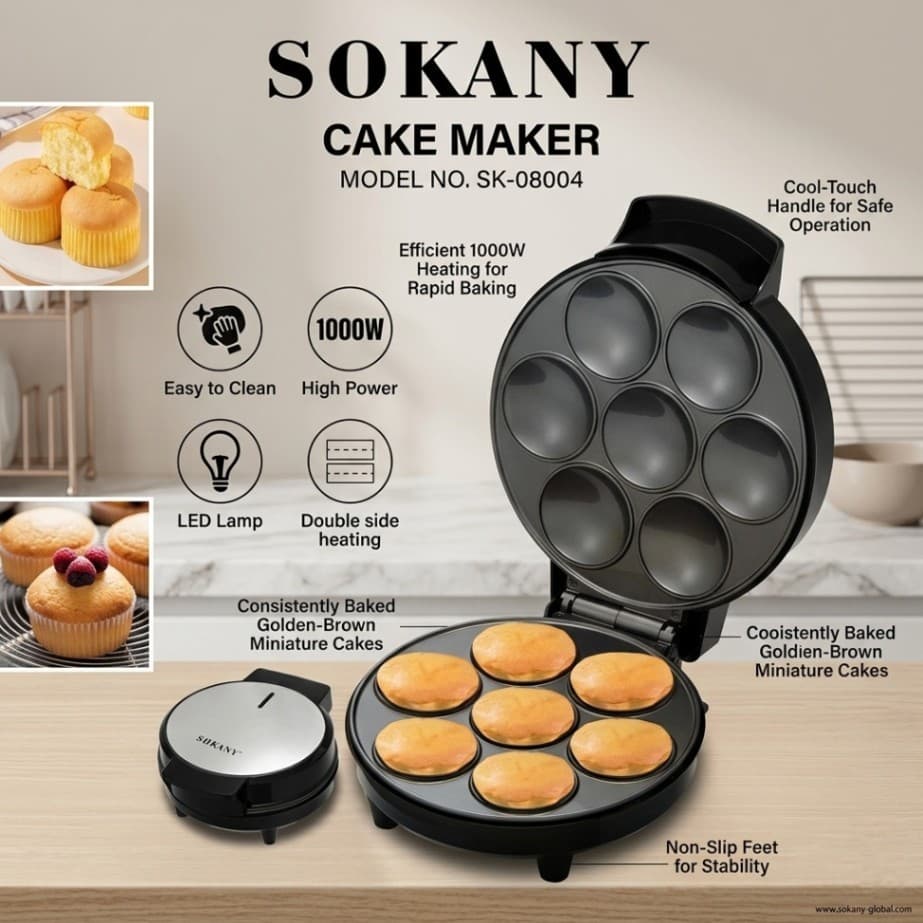 Sokany Non-Stick Cupcake & Muffin Maker – Bake Perfect Treats at Home