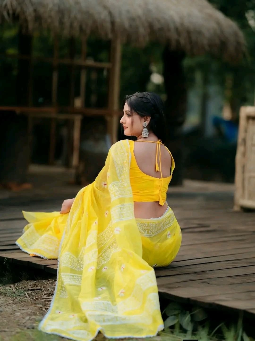 Half Silk Lace Work Saree