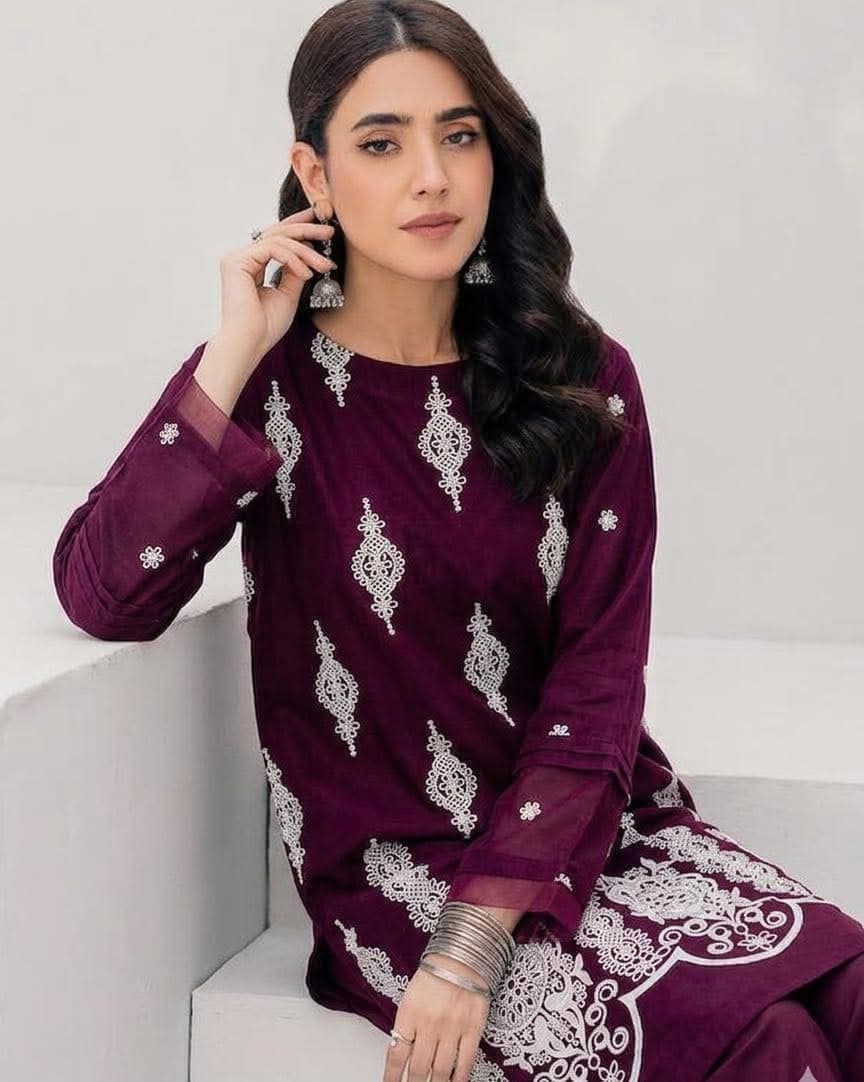 Cotton Embroidery Two Piece