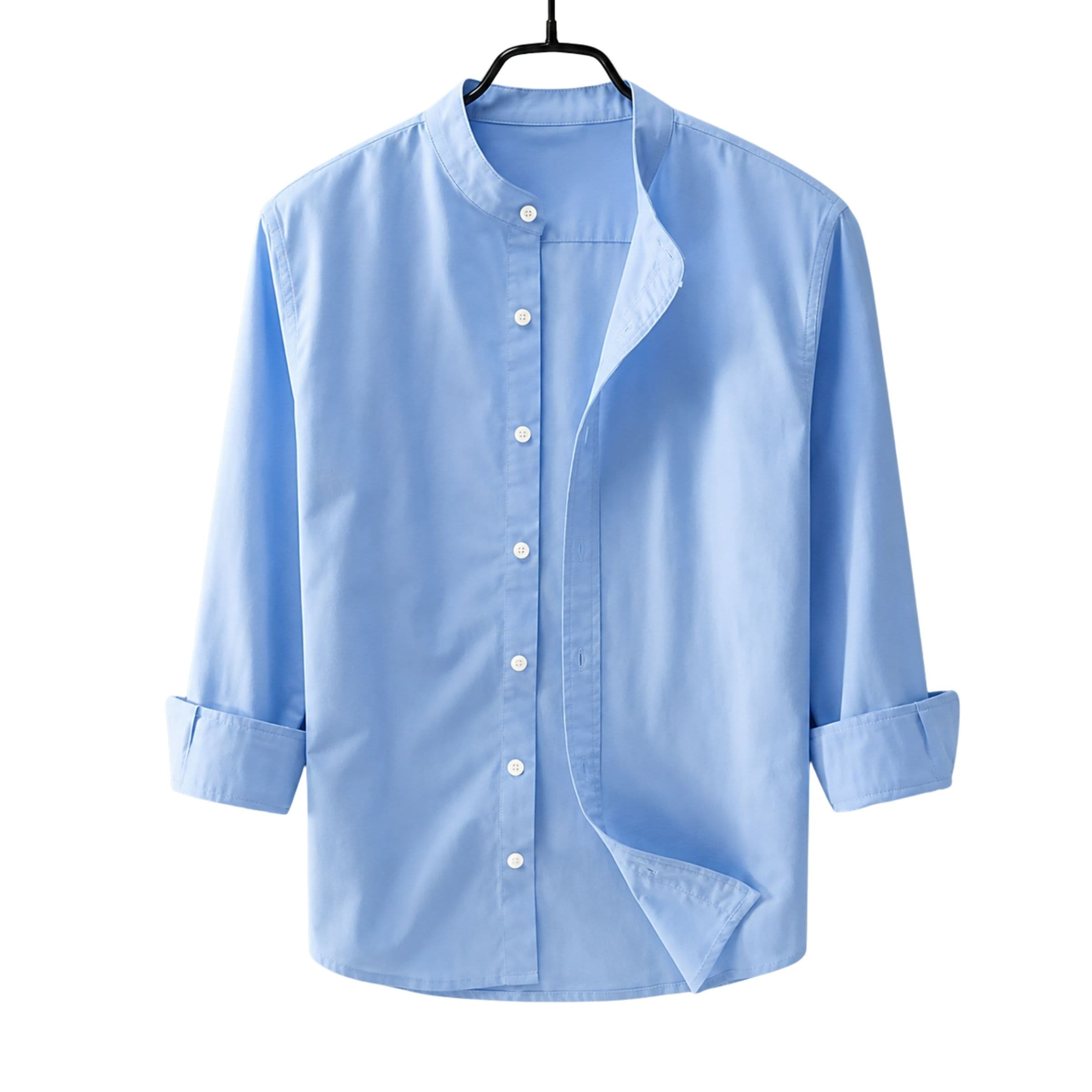 Men's Premium Quality Solid Band collar Long Sleeve Sky Color Shirt