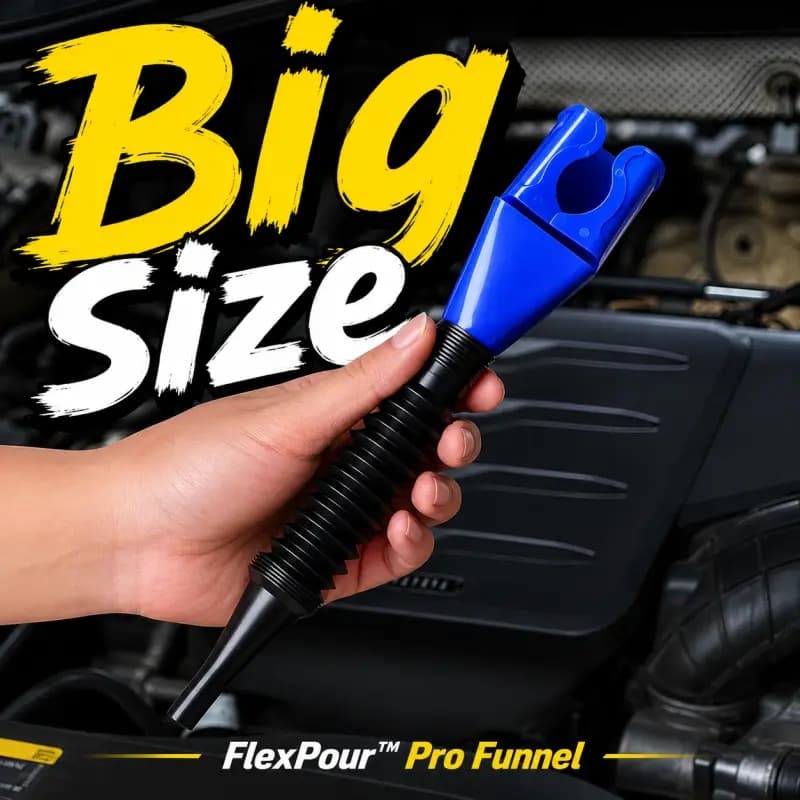 FlexPour Pro Funnel – Big Size Flexible Premium Oil Funnel with Clip
